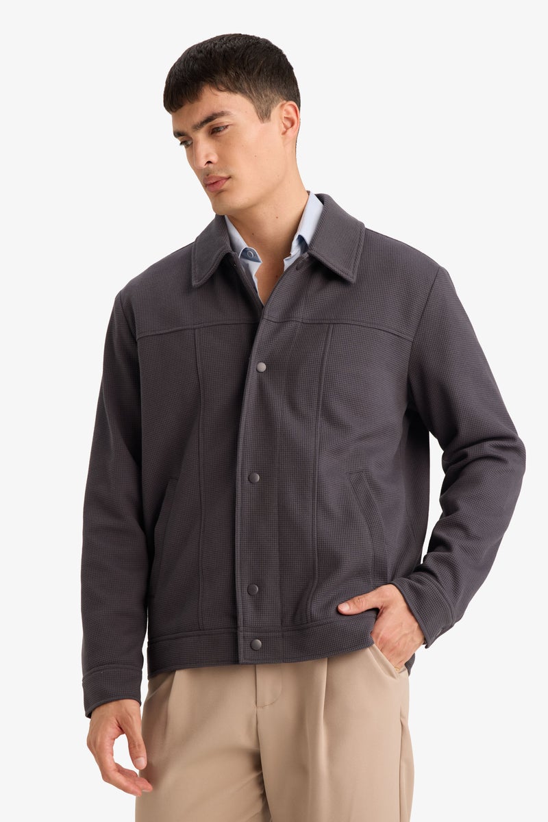 DeFacto Grey Man Polo Neck Jacket Casual - Image 3